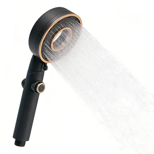 Alcachofa de Ducha, Alcachofa de Ducha con Filtro Ajustable de Tres Posiciones, Cabezal Ducha Alta Presion, Ducha de Lluvia con Ahorro de Agua, Botón de Parada Instantánea, Gris