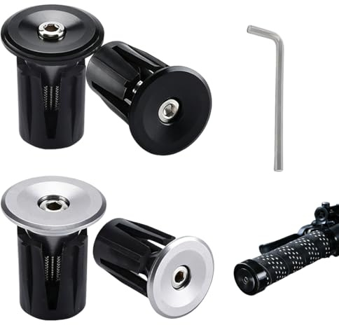 4 Stück Lenkerstopfen Lenkerenden für Rennrad Lenker Endkappen, mit 1 Inbusschlüssel, Fahrrad Lenkerstopfen Aluminium Lenker Endkappen Bar End Plugs für Fahrrad, MTB, Rennrad