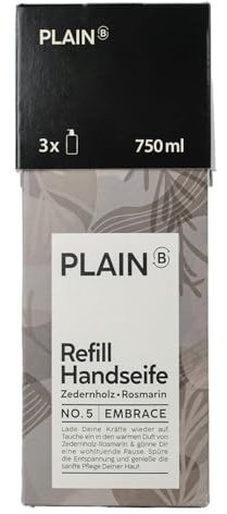 PLAIN B Handseife Refill | Zedernholz Rosmarin | NO. 5 EMBRACE | 750 ml