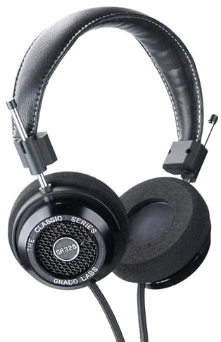 GRADO Classic Series SR325 Open-Back Headphones – Wired, On-Ear, Aluminum Housing, Detailed Sound, Home Listening