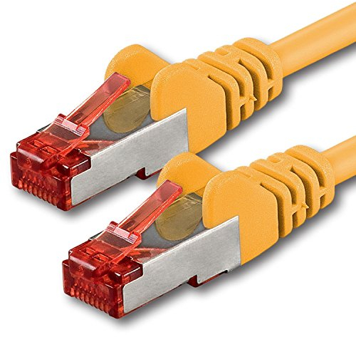 0,5m - amarillo - 1 pieza - CAT6 Ethernet LAN cable de red 1000 Mbit/s Patchkabel CAT6 S-FTP Doble blindado PIMF 250MHz halógenos compatible con CAT5 CAT6a CAT7 CAT8, Patch Panels