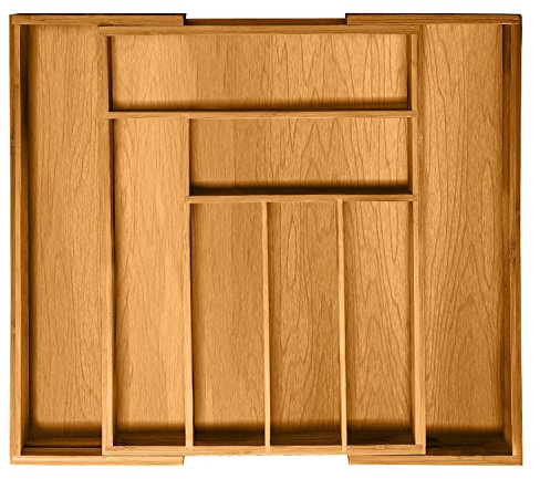 Bambusi Utensil Drawer Organizer Bamboo Silverware Organizer Expandable Kitchen Drawer Organizer Cutlery Tray