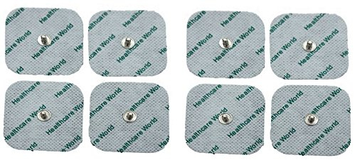 Zehn-Elektroden-Pads, 5 x 5 cm, selbstklebende Elektroden mit 3,5-mm-Bolzenanschluss (8 Stück), kompatibel mit Beurer- und Sanitas-Zehngeräten