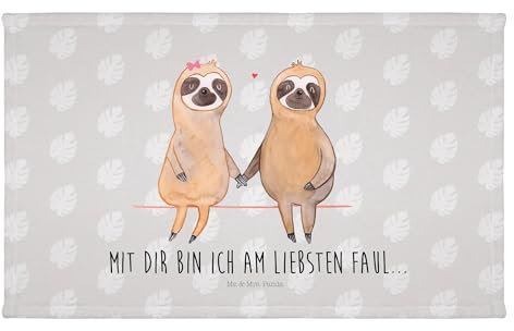 Mr. & Mrs. Panda Gäste Handtuch Faultier Pärchen - Geschenk, Liebe, Frottier, Gästetuch, relaxen, Faultierpärchen, verlobt, Sport Handtuch,
