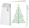 50 Premium Weihnachtskarten mit Umschlag Set für Firmen, hochwertige Klappkarten 12 x 19 cm groß, internationale Weihnachtsgrüße Wordcloud-Baum