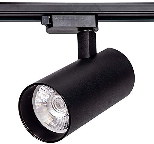 TECNOLUX EURO Foco LED Carril Bifásico Negro 30W 3000K Luz Cálida