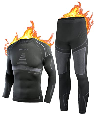 NOOYME Thermounterwäsche Herren Atmungsaktiv Thermoaktiv Funktionswäsche Herren Funktionsunterwäsche Herren Set Flexibel Skiunterwäsche Herren Warme Unterwäsche für zu Hause Winter