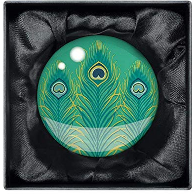 Museums & Galleries Crystal Glass Peacock Feathers Dome Paperweight