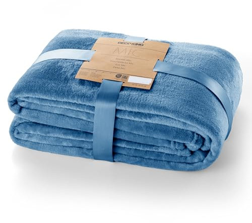 DecoKing Kuscheldecke 160x210 cm dunkelblau Decke Microfaser Tagesdecke Fleece weich sanft kuschelig marinenblau Navy Indigo Mic