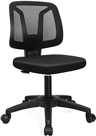 VigorPow Bürostuhl ohne Armlehnen ergonomischer Drehstuhl schwarz kleiner ComputerSchreibtischstuhl ohne Armlehnen mit Lendenwirbelstütze höhenverstellbarer Arbeitsstuhl für Erwachsene und Kinder