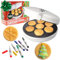 Wafflera navideña con 6 marcadores de alimentos comestibles, haz que el desayuno de Navidad sea divertido con deliciosos panqueques o gofres decorados, plancha eléctrica antiadherente, regalo