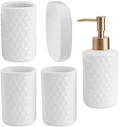 minkissy 1set Bathroom Accessory Set Wash Cup Soap Tray and Lotion Box for Elegant Bathroom Decor Stylish White Design and Easy to Clean