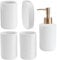 minkissy 1set Bathroom Accessory Set Wash Cup Soap Tray and Lotion Box for Elegant Bathroom Decor Stylish White Design and Easy to Clean