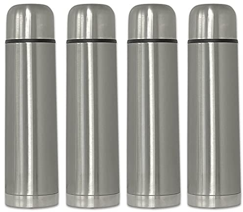 4er Set Edelstahl Isolierflasche 750ml mit Becher Kaffee Tee Isolier Flasche Thermosflasche Thermobecher Wasserflasche Thermoskanne Thermoflasche