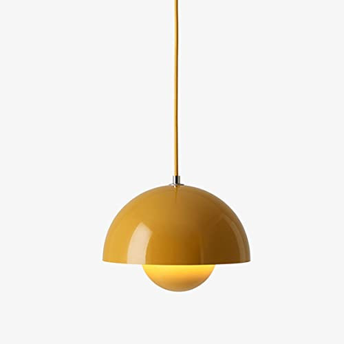Pendellampe LED Warmweißes Licht Modern Nachttischlampe Kreativ Esszimmer Lampe Verstellbar Design Bunt Eisen Lampenschirm Hängelampe E27 Büro Wohnzimmer Balkon Küche Kronleuchter, Ø23cm (Helles Gelb)