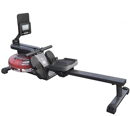 GORILLA SPORTS® Wasserrudergerät - Klappbar, mit Wasserwiderstand, LCD-Display, Ergonomischer Sitz, Wassertank, Platzsparend, Aufstellbar, aus Stahl - Rudermaschine, Wasser Rudergerät, für Zuhause
