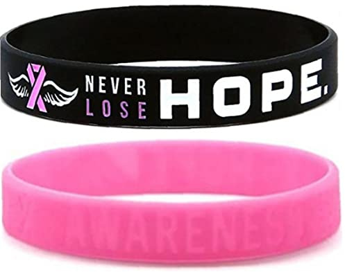 Vepoty 2pcs Brustkrebsbewusstsein Armband Unisex Pink Ribbon Armband Für Frau Mann Inspirierend Silikon Armband