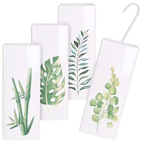 Vilde Luftbefeuchter für Heizung 4 Set | Verdunster Diffusor Keramik Wasserverdunster für heizkörper | Heizungsverdunster aus Keramik Weiß Blättermotiv