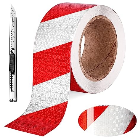 Nizirioo Nastro Segnaletico, Nastro Riflettente Autoadesivo, 5 Cm X 25 M Nastri Di Sicurezza Rosso E Bianco Nastro Adesivo Segnaletico Nastro Catarifrangente Adesivo Per Delimitazione Dell’Area