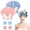 Tyrzol 6pcs Hair Towel Wrap Super Absorbent Hair Towel Wrap for Wet Hair Microfiber Hair Drying Caps Rapid Hair Drying Towel Quick Dry Head Wrap with Bow-Knot Shower Cap(Pink+Blue+Wristband)