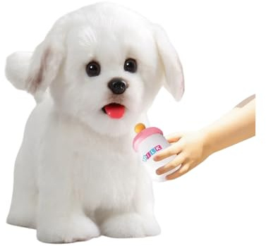 CU-MATE Der roboterhund hat mit seinem Hund kuscheltiere gespielt und maleys Hund simuliert - welpen mit welpen rumgehen, bellen, Schwanz wedeln und sprechen