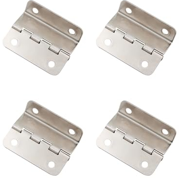 4 Stück dreifach gefaltete Scharniere, flexible Metallscharniere, dekorative Kastenscharniere, 41 mm, Halbflächenscharniere für Tür, Schrank und Schmucktruhe (Silber)