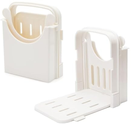 VLRBFDOI Trancheuse à pain pour pain maison, Trancheuse à pain pliable, Trancheuse à pain manuelle pour cuisine,Blanc