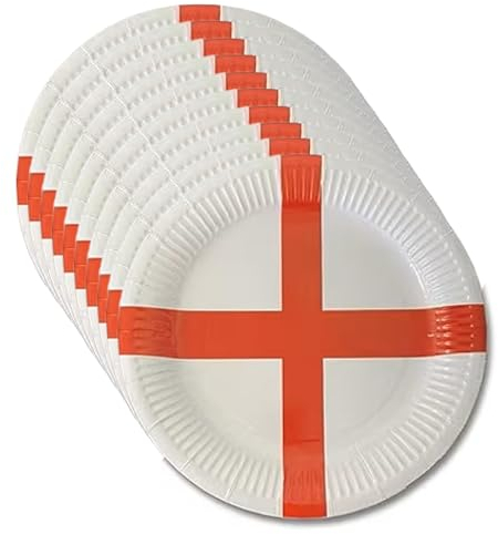 Lizzy 10Pcs England Paper Plates | St George Party Supplies for England Sporting Events Pub BBQ Theme Table Decorations and Celebrations Party