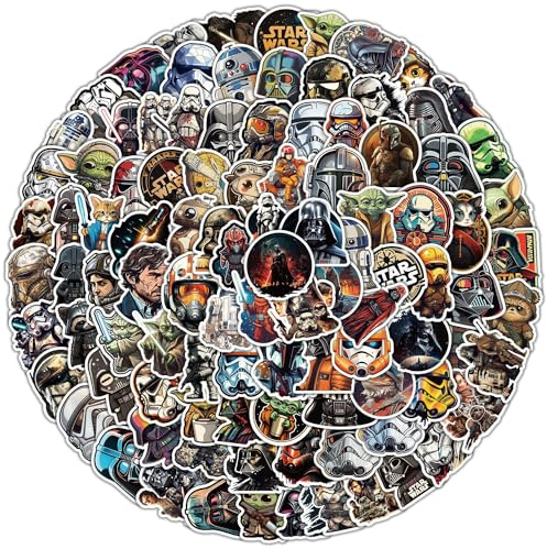 Adesivi star wars 100 pezzi di adesivi per cartoni animati per bottiglie d'acqua, bagagli, bici, auto, adesivi carini per feste per adolescenti e adulti