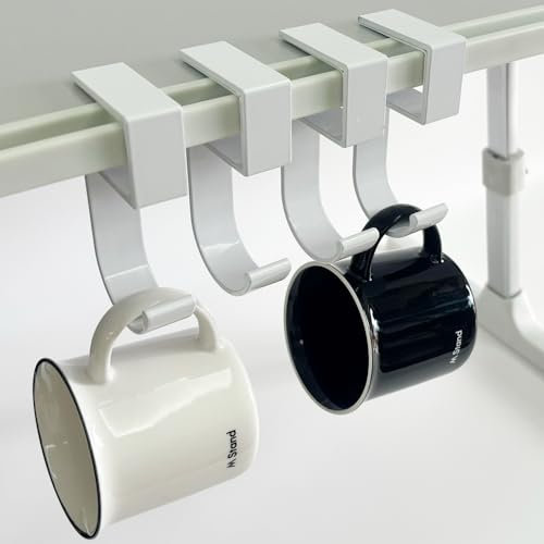 Lot de 4 crochets de bureau sans clou pour sac à main, casque, sac à dos et support de sac à main – Convient pour une assiette de moins de 3 cm d'épaisseur (4 blanc)