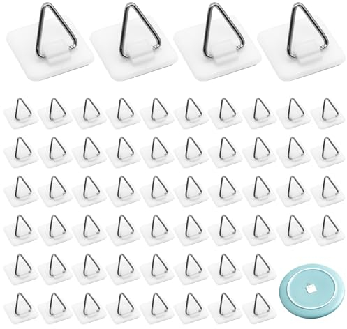 Piuluvor® 60 Pièces Crochets Adhésifs pour Tableaux, Crochets Adhésifs pour Accrocher des Tableaux, Crochets Autocollants pour Cadres, Tableaux, étagères (Carrés)