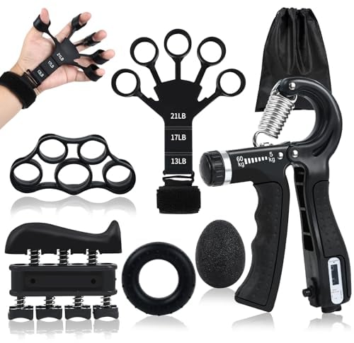 GOORFACHandtrainer Fingertrainer (6-teilig) Griffkraft Trainer Krafttraining Griffstärker Verstellbarer Unterarmtrainer Finger Trainer Hand Training Handgelenk Trainer Finger Trainingsgerät (schwarz)