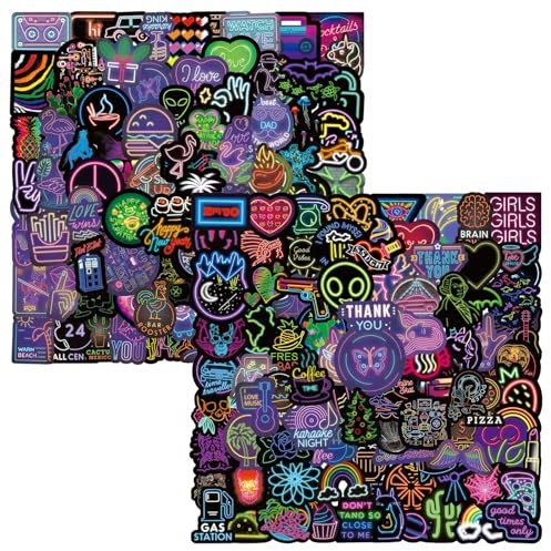 200 Pcs skateboard stickers, Cool Neon Graffiti Sticker Pack, Stickers for Children Adults Teens, Waterproof Vinyl Stickers for Laptop, Phone, Scooter, Scrapbook, Journal, Planner, Skateboard, etc