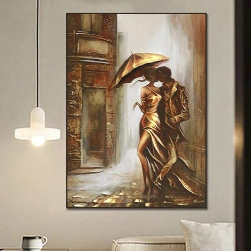 JACBON Wundervoller romantischer Ölgemälde-Druck auf Leinwand, abstrakte Liebespaar-Plakate, Schlafzimmer-Wandkunst, Bilder für die Inneneinrichtung, 50 x 70 cm, rahmenlos