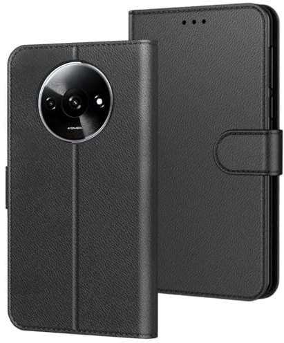 Coque pour Xiaomi Redmi A3, [Housse en Cuir PU Premium] [Etui à Rabat] [Pochette de Portefeuille] [Flip Case],Pochette Fermeture Magnétique, Étui de Protection pour Xiaomi Redmi A3,Noir