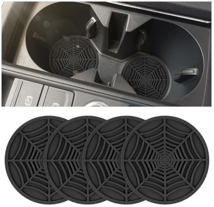 Auto-Becheruntersetzer, 4 Stück, Spinnennetz, PVC, rutschfeste Getränkematte, 7,9 cm, Universal-Auto-Becherhalter-Einsatz, Drainage-Untersetzer, Auto-Innenzubehör, Ornamente für SUV, LKW, Limousine