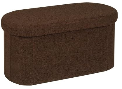 Bonlife Sitzbank mit Stauraum, klappbare Sitztruhe, Aufbewahrungsbox, Fußbank,Elliptisch,76x38x38cm,Braun，bis 120 kg belastbar, für Wohnzimmer Schlafzimmer Flur