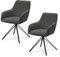 Juskys Drehstuhl Clyde mit Armlehne 2er Set - Esszimmerstuhl modern mit Stoff Bezug - Polsterstuhl Esszimmer - 120 kg belastbar - Stuhl Cord Hellgrau