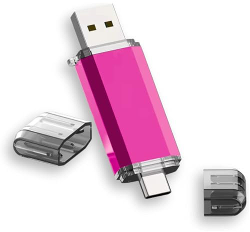 Vixelle USB 3.0 Type-C Flash Drive - 2 in 1 USB C Memory Stick Pen Drive - USB Jump Drive Photo Stick for Smartphone, Computer & Table (Pink, 128GB)