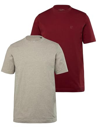 JP 1880 Herren L-8XL bis 8XL, T-Shirt im Doppelpack, Basic-Shirt aus Reiner Jerseyqualität, Rundhals, Bequeme Passform dunkelrot 7XL 702637545-7XL