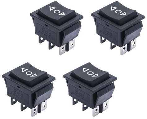 Wipptaster EIN-AUS-EIN Momentan DPDT 6 Klemmen 16A 250VAC Schwarz 4Pack