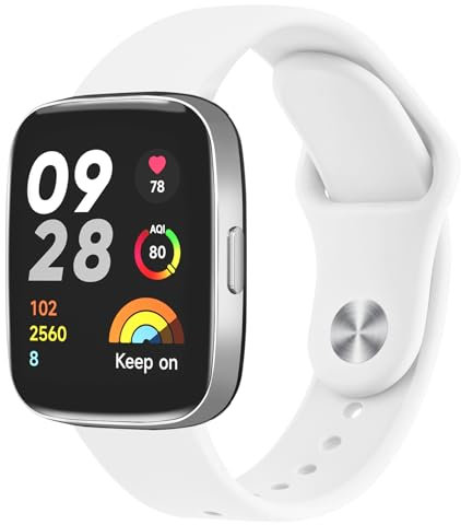 Oumida Correa Compatible con Xiaomi Redmi Watch 3 Active Mujer Hombre, Correas de Silicona Suave, Pulseras de Repuesto Deportiva Impermeable para Redmi Watch 3 Active, Blanco