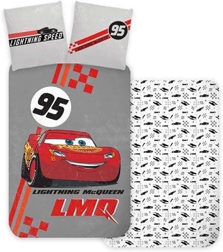 Disney Cars Baby or Junior Bedding Set, Reversible Duvet Cover 100 x 140 cm + Pillowcase 40 x 45 cm, 100% Cotton