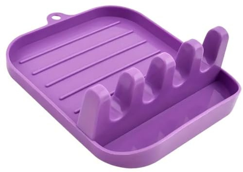 RuiLuxeKitchen Laddle, Spoon Rest, Kitchen Utensil Organizer, Holds Spatulas & Spoons,Large Spoon Holder Rest for Ladle,Tongs,Spatula, Utensil Rest with Drip Pad for Multiple Utensils (Purple)