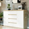 Home Collective Kommode, Sideboard Wohnzimmer, Kommode mit Schubladen | Mit 2 Türen & 4 Schubladen | Modern & geräumig | 159x40x98 cm (BxTxH) | Sonoma Mix Weiß
