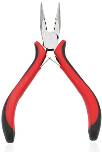 Mini Needle Nose Pliers with 3 Holes and Serrated Jaws - Ideal for Micro Nano Ring Hair Extensions, Jewelry Making, Wire Bending, and Gripping Small Objects (1 Piece)