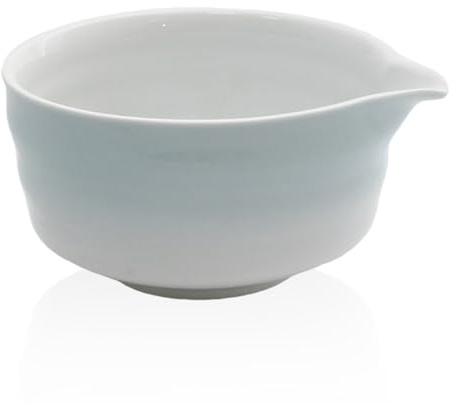 Rieoany Matcha Bowl 500ml Matcha Container Slanted Spout Ceramic Safety Packaging Bowl with Spout Modern for Sauce/Soup/Tea, Gradient Blue
