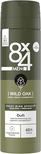 8X4 Men Wild Oak Deospray, Deodorant für Männer mit maskulin-holzigem Duft, Sprühdeo mit zuverlässigem 48h Anti-Transpirant-Schutz (150 ml) (Packung mit 5)