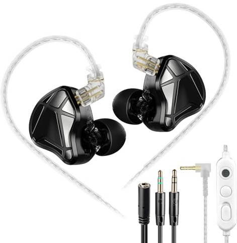 KZ Axas - Auriculares para juegos con cable y micrófono para PS4, PC, Xbox, PS5, aislamiento de ruido, IEM para juegos con baja latencia, auriculares de ajuste cómodo para laptop, consolas y móvil