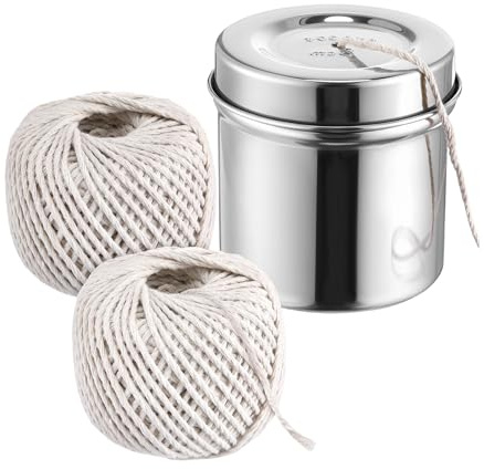 Kitchen Twine – Cotton Cooking String, Steel Dispenser Cutter, Heat Safe Cord, Food Grade Rope | Durable Baking Tying Solution Before For Meat Turkey Bread Tamales Poultry Wrapping Roast Camping Bbq H